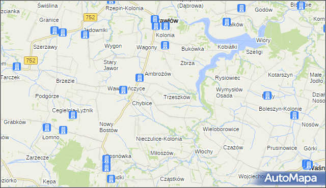 mapa Trzeszków, Trzeszków na mapie Targeo