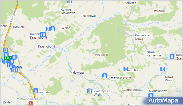 mapa Trzyrzeczki, Trzyrzeczki na mapie Targeo