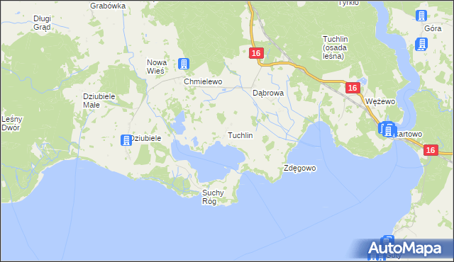 mapa Tuchlin gmina Orzysz, Tuchlin gmina Orzysz na mapie Targeo