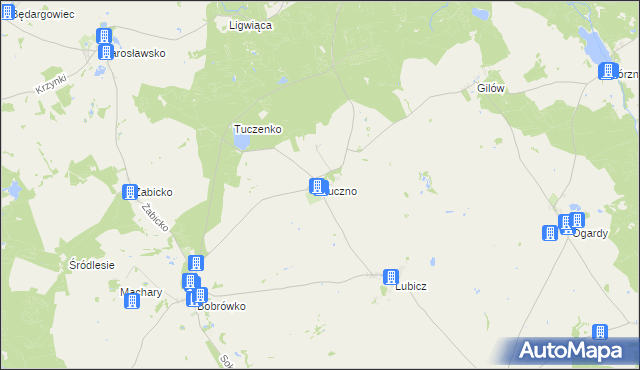 mapa Tuczno gmina Strzelce Krajeńskie, Tuczno gmina Strzelce Krajeńskie na mapie Targeo