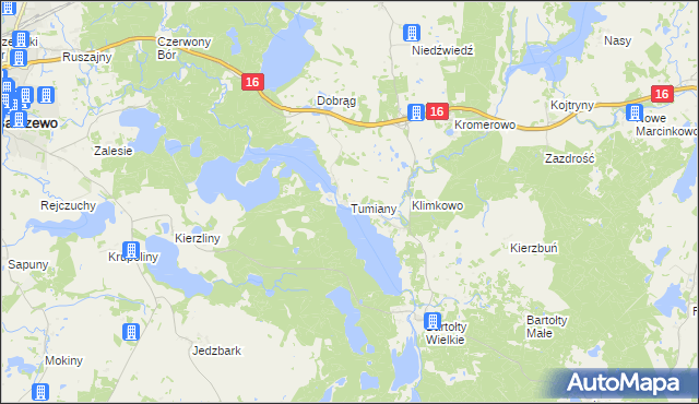 mapa Tumiany, Tumiany na mapie Targeo