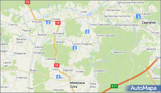 mapa Tumlin-Wykień, Tumlin-Wykień na mapie Targeo