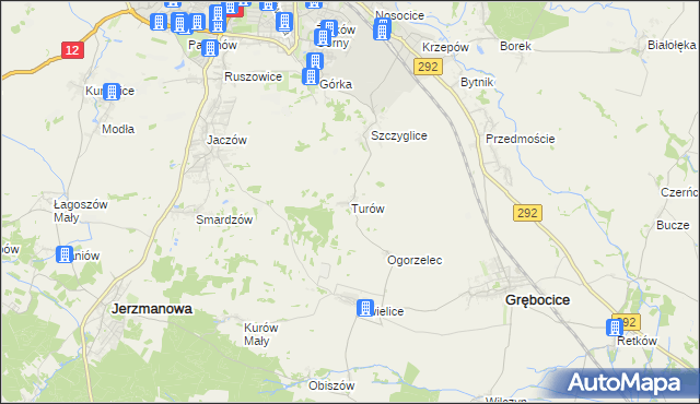 mapa Turów gmina Głogów, Turów gmina Głogów na mapie Targeo