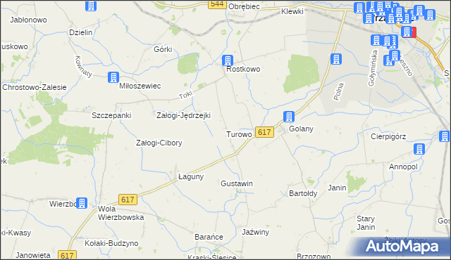 mapa Turowo gmina Czernice Borowe, Turowo gmina Czernice Borowe na mapie Targeo