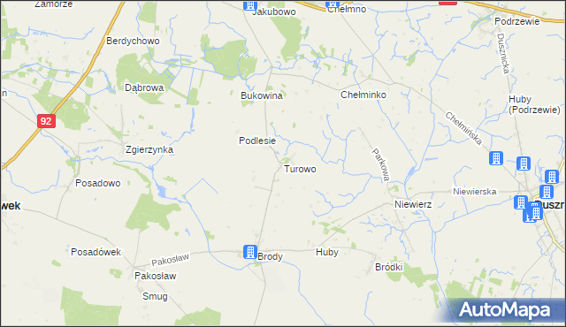 mapa Turowo gmina Pniewy, Turowo gmina Pniewy na mapie Targeo