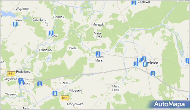 mapa Turza Mała gmina Płośnica, Turza Mała gmina Płośnica na mapie Targeo
