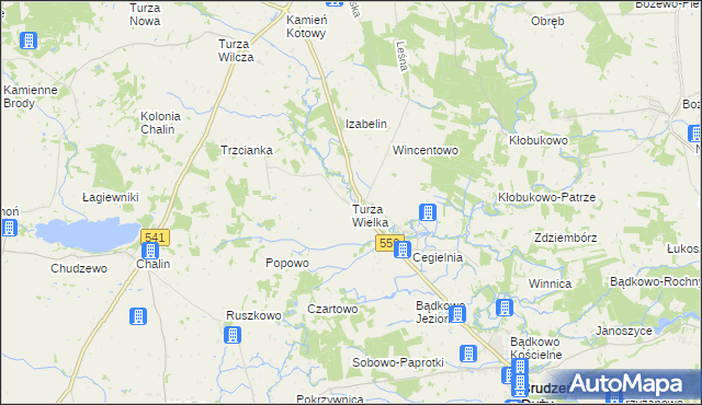 mapa Turza Wielka gmina Brudzeń Duży, Turza Wielka gmina Brudzeń Duży na mapie Targeo