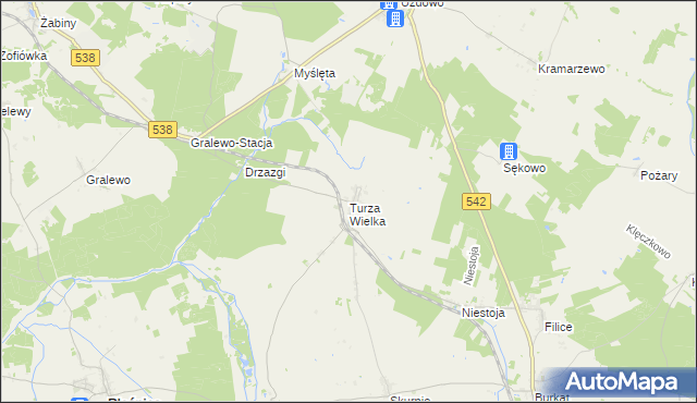 mapa Turza Wielka gmina Działdowo, Turza Wielka gmina Działdowo na mapie Targeo