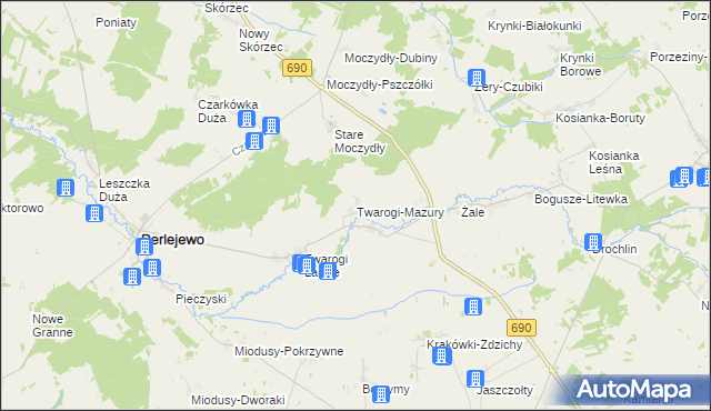 mapa Twarogi-Mazury, Twarogi-Mazury na mapie Targeo