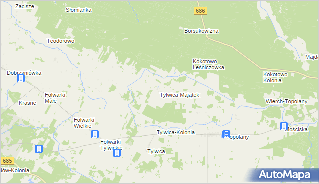 mapa Tylwica-Majątek, Tylwica-Majątek na mapie Targeo