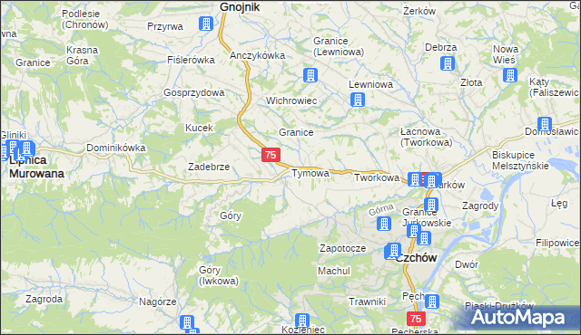mapa Tymowa gmina Czchów, Tymowa gmina Czchów na mapie Targeo