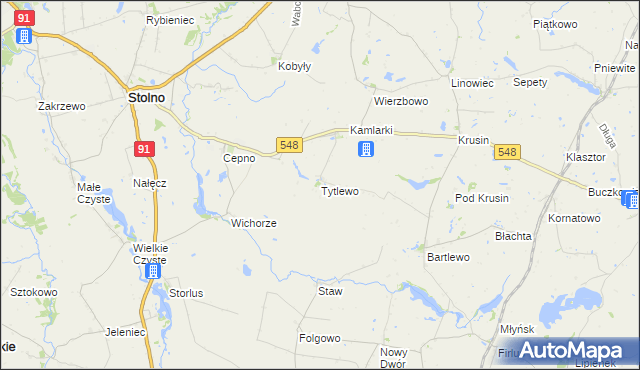 mapa Tytlewo, Tytlewo na mapie Targeo