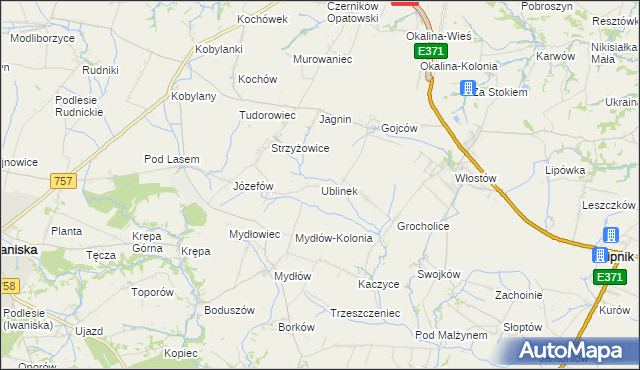 mapa Ublinek, Ublinek na mapie Targeo