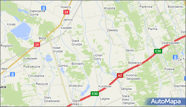 mapa Uchań Dolny, Uchań Dolny na mapie Targeo