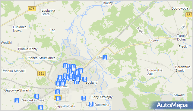 mapa Uhowo, Uhowo na mapie Targeo