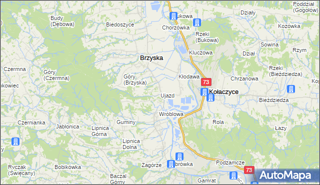 mapa Ujazd gmina Brzyska, Ujazd gmina Brzyska na mapie Targeo