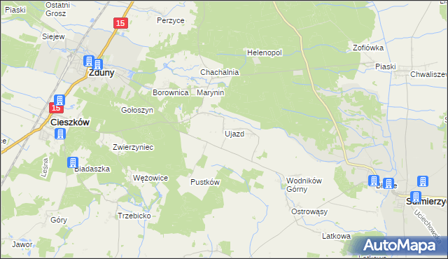 mapa Ujazd gmina Cieszków, Ujazd gmina Cieszków na mapie Targeo
