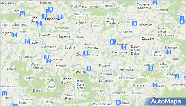 mapa Ujazd gmina Trzciana, Ujazd gmina Trzciana na mapie Targeo