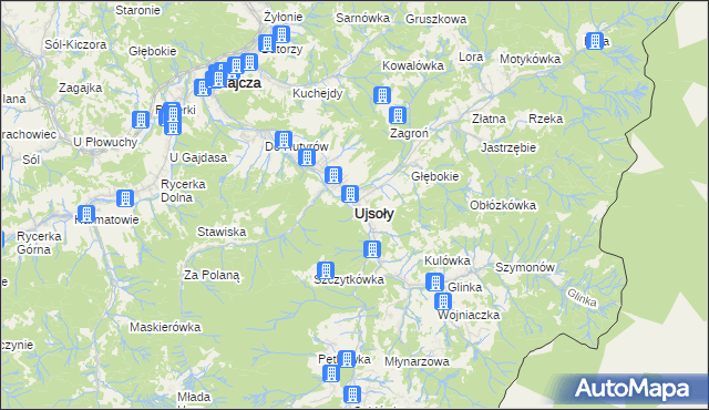 mapa Ujsoły, Ujsoły na mapie Targeo