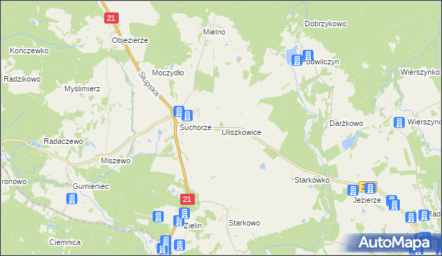 mapa Uliszkowice, Uliszkowice na mapie Targeo