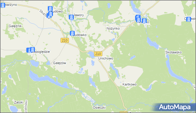 mapa Unichowo, Unichowo na mapie Targeo