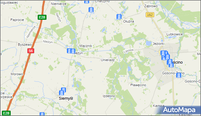 mapa Unieradz, Unieradz na mapie Targeo
