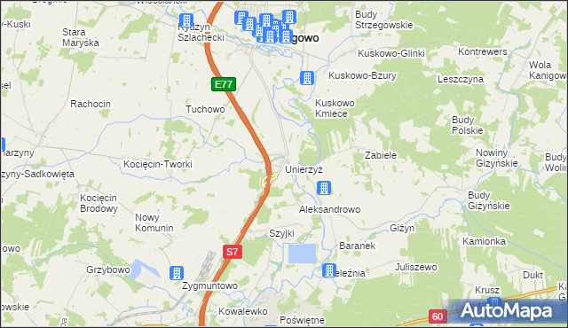 mapa Unierzyż, Unierzyż na mapie Targeo