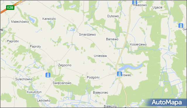 mapa Uniesław, Uniesław na mapie Targeo