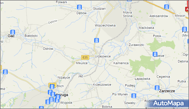 mapa Urzejowice, Urzejowice na mapie Targeo