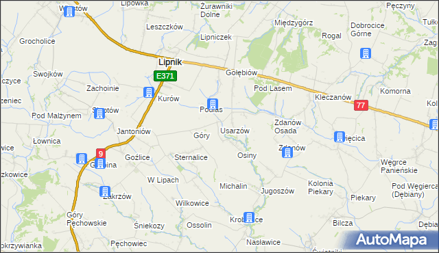 mapa Usarzów, Usarzów na mapie Targeo