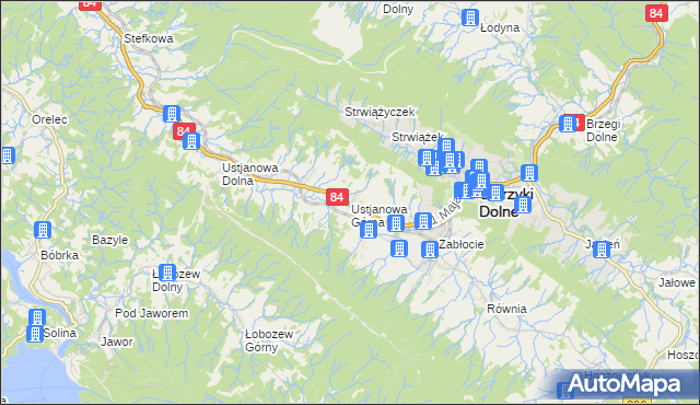 mapa Ustjanowa Górna, Ustjanowa Górna na mapie Targeo