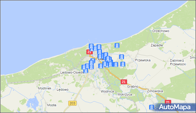 mapa Ustka, Ustka na mapie Targeo