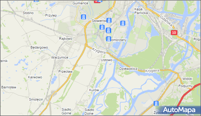 mapa Ustowo, Ustowo na mapie Targeo