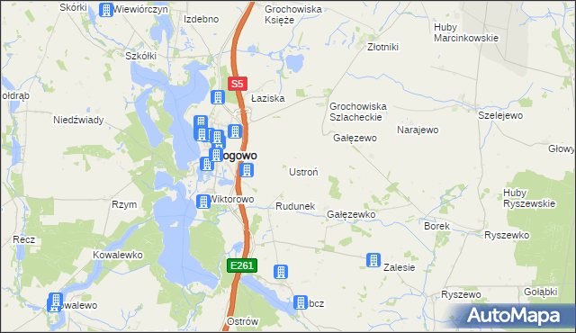 mapa Ustroń gmina Rogowo, Ustroń gmina Rogowo na mapie Targeo
