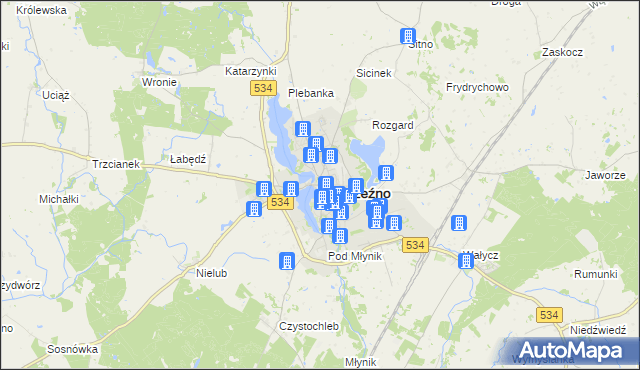 mapa Wąbrzeźno, Wąbrzeźno na mapie Targeo