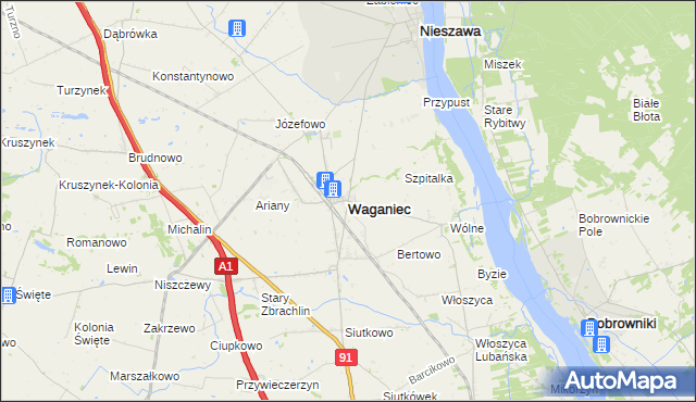 mapa Waganiec, Waganiec na mapie Targeo