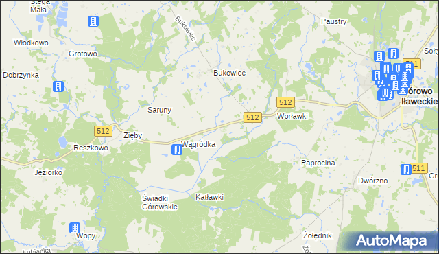 mapa Wągniki gmina Górowo Iławeckie, Wągniki gmina Górowo Iławeckie na mapie Targeo