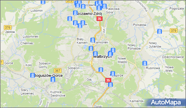 mapa Wałbrzycha, Wałbrzych na mapie Targeo