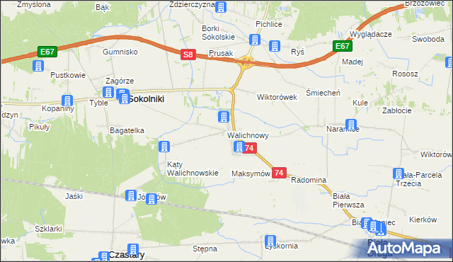 mapa Walichnowy, Walichnowy na mapie Targeo