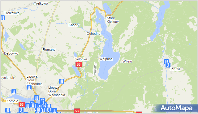 mapa Wałpusz, Wałpusz na mapie Targeo