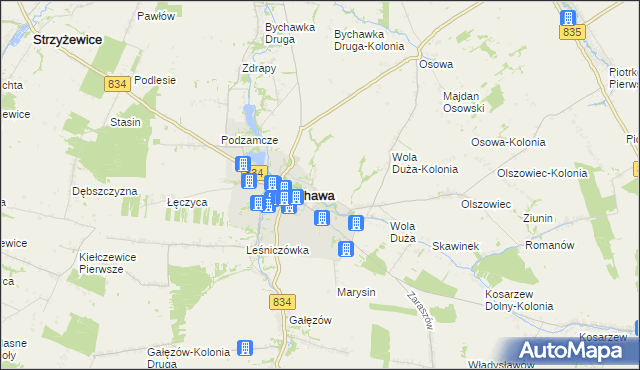 mapa Wandzin gmina Bychawa, Wandzin gmina Bychawa na mapie Targeo
