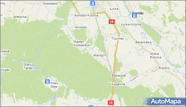 mapa Wandzin gmina Lubartów, Wandzin gmina Lubartów na mapie Targeo