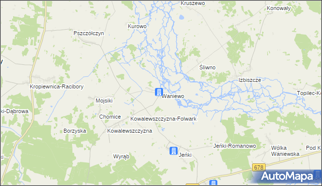 mapa Waniewo gmina Sokoły, Waniewo gmina Sokoły na mapie Targeo