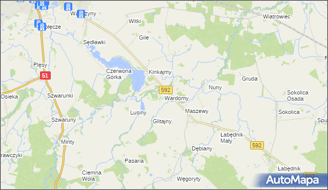 mapa Wardomy, Wardomy na mapie Targeo