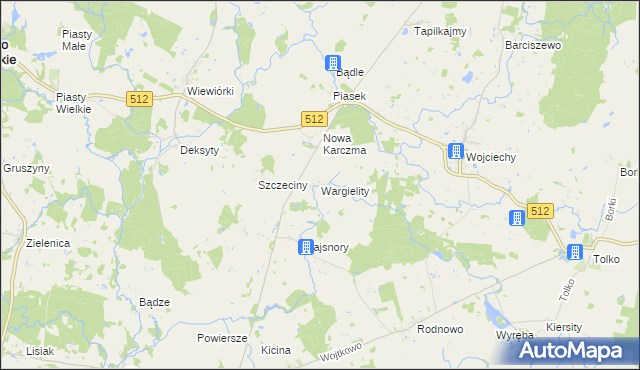 mapa Wargielity, Wargielity na mapie Targeo