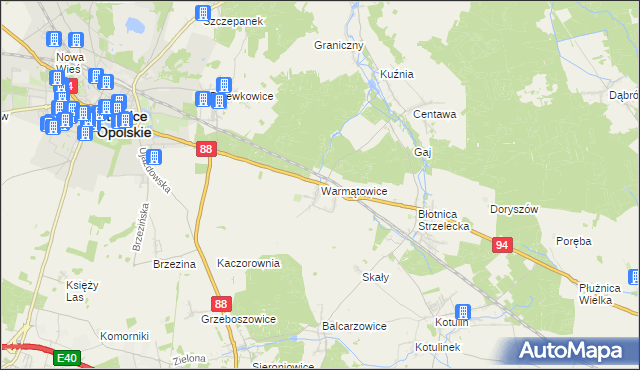 mapa Warmątowice, Warmątowice na mapie Targeo