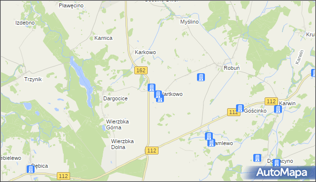 mapa Wartkowo, Wartkowo na mapie Targeo