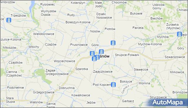 mapa Waśniów, Waśniów na mapie Targeo