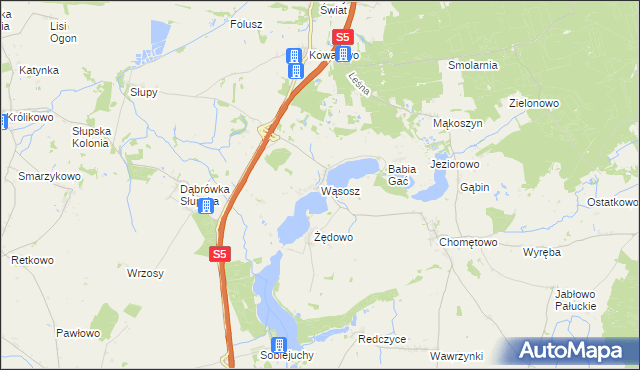 mapa Wąsosz gmina Szubin, Wąsosz gmina Szubin na mapie Targeo