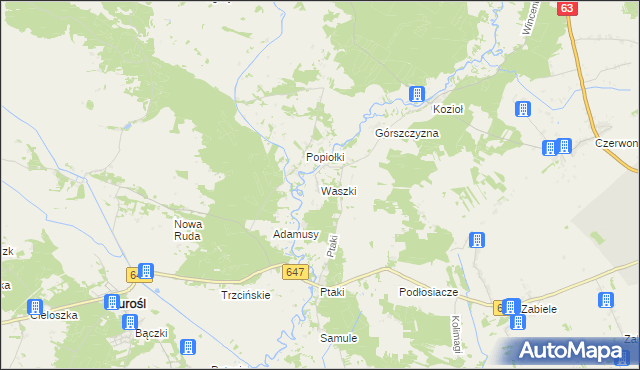 mapa Waszki, Waszki na mapie Targeo